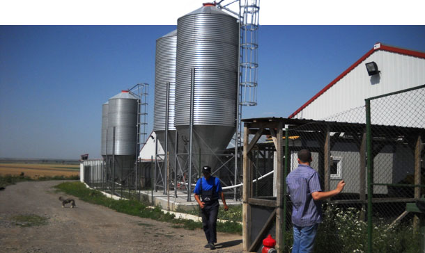 Figura 1. T&iacute;pica nave de nueva construcci&oacute;n del este de Europa rodeada de fincas agr&iacute;colas.