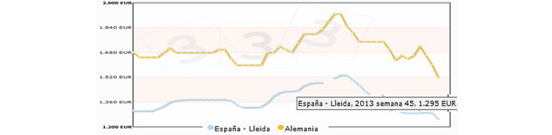 precio del cerdo en 2013 en Alemania y Espa&ntilde;a