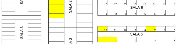 Map of the farm. The pens holding any tagged animal are shown in yellow