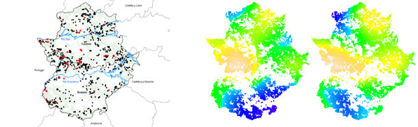  Localización de los focos de decaimiento en Extremadura