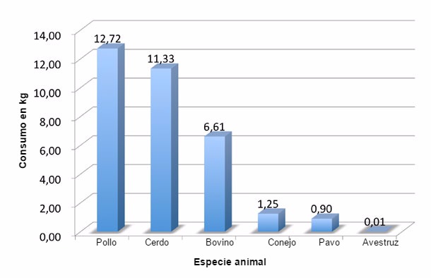 Consumo por capita de carne en España