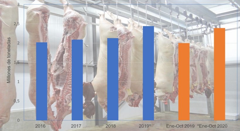 Exportaciones espa&ntilde;olas de productos porcinos. Fuente 333 a partir de datos de Inteporc.
*Datos provisionales
