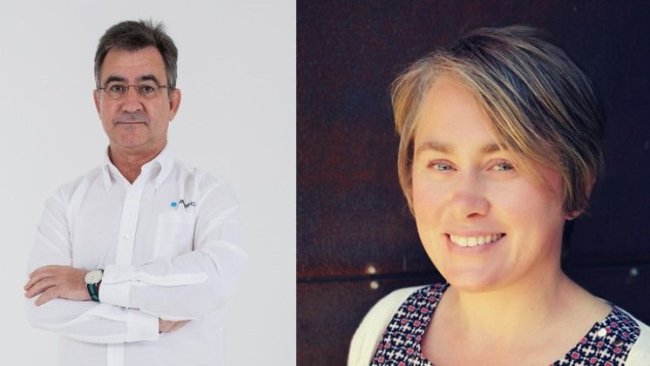 Julián Vicente, Asesor Adjunto de AIM Ibérica, y Torunn Aasmundstad (Breeding Program Manager) de Topigs Norsvin Noruega.