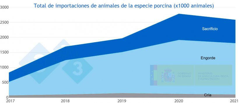 Figura 4. Total de importaciones de animales de la especia porcina. Fuente MAPA.