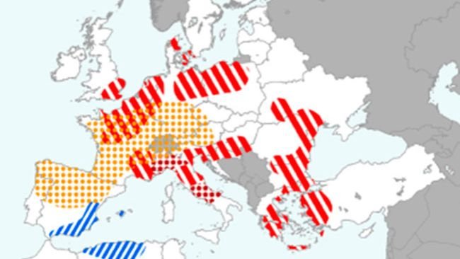 Mapa 1. Eventos climáticos extremos en Europa del 1 de abril al 20 de mayo del 2022 (fuente: MARS Butlletin 23/05/2022)