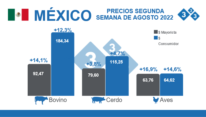 Figura 2. Precios segunda semana de agosto de 2022 en MXN
