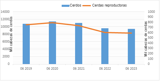 <p>Figura 1. Evoluci&oacute;n del censo de cerdos en Polonia. Fuente: Oficina Central de Estad&iacute;stica, Polonia</p>
