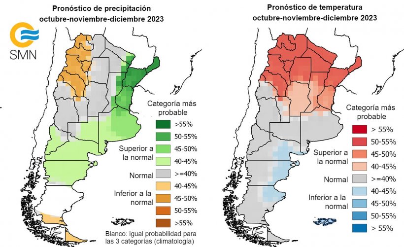 Mapa 2. Previsión del clima en Argentina (fuente: Servicio Meteorológico Nacional argentino).