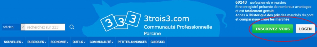 Depuis ces boutons, vous pouvez vous inscrire ou entrer sur 3trois3

