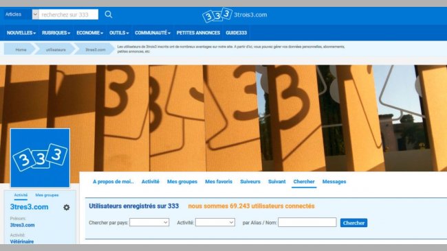 Depuis votre zone d'utilisateur vous pouvez rechercher d'autres utilisateurs, en filtrant par nom/alias, activité et pays.