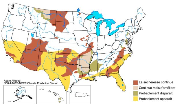 Tendance saisonnière de la sécheresse aux États-Unis: du 21 décembre 2017 au 31 mars 2018
