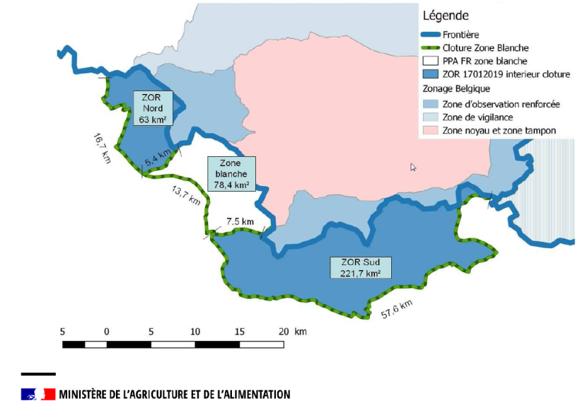 Carte : limites de zones et tracé des clôtures