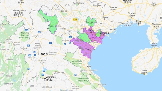 Provinces touchées par la PPA (nouvelles provinces en vert).