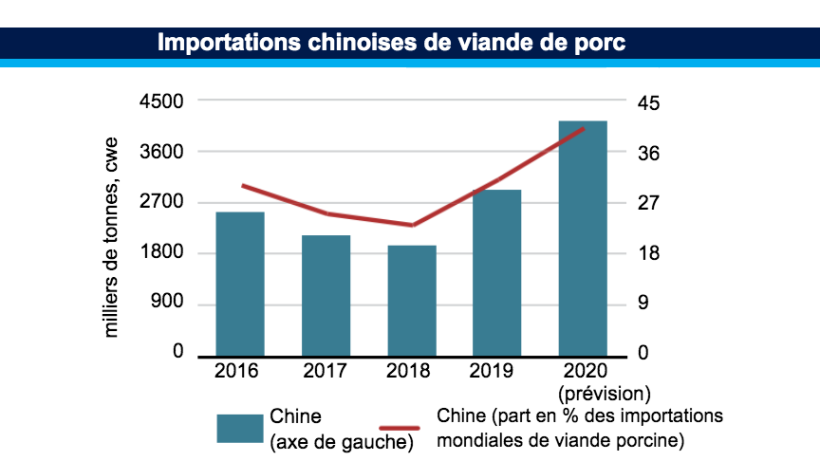 Importations chinoises de viande de porc. Source : FAO.
