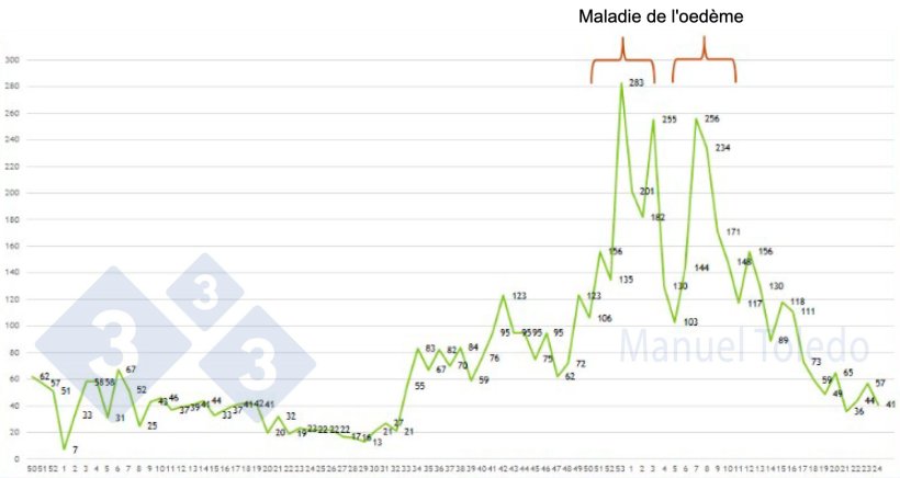 Figure 1. Évolution des pertes dans l'élevage A