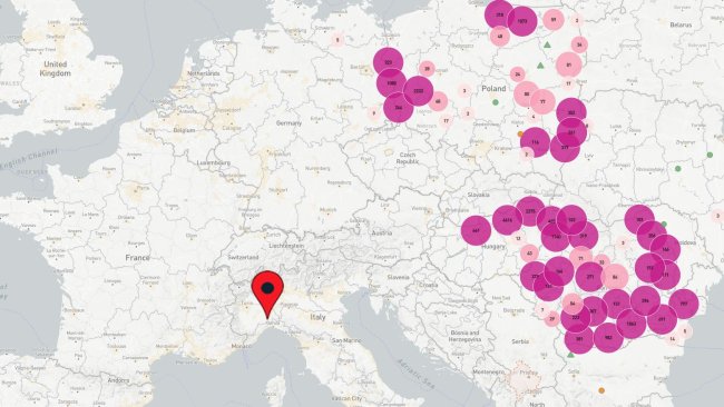 Foyers de PPA déclarés en Europe depuis janvier 2021.