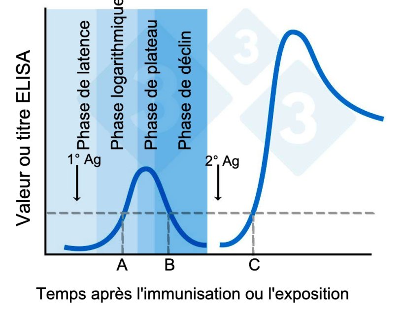 Figure 2 : Valeurs ou titres ELISA apr&egrave;s l'immunisation ou l'exposition.
