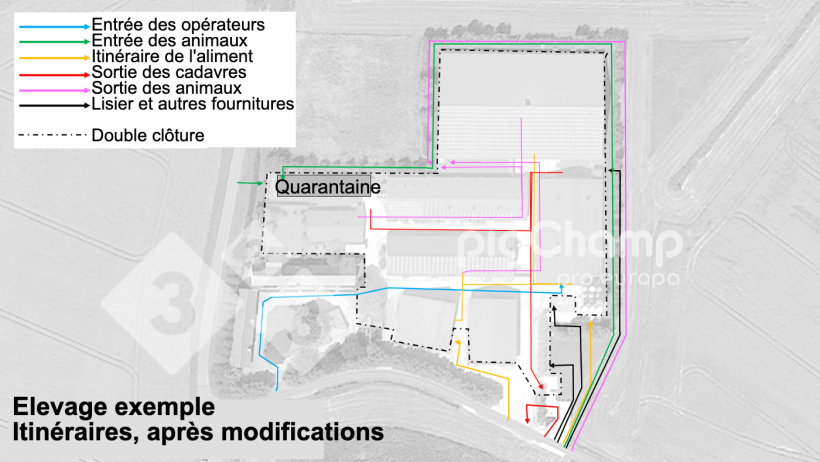 Figure 3 : Itin&eacute;raires de d&eacute;placement, apr&egrave;s r&eacute;am&eacute;nagement.
