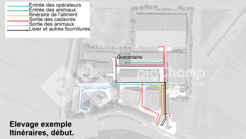 Figure 1 : Itin&eacute;raires de d&eacute;placement, point de d&eacute;part
