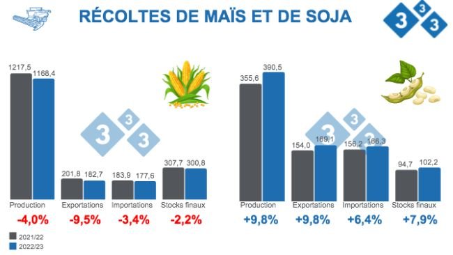 Source : USDA - WASDE 9 novembre 2022. Chiffres en millions de tonnes