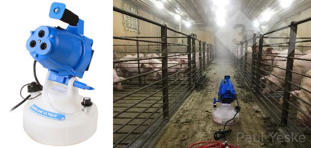 Figure 3 : Exposition des animaux de renouvellement aux a&eacute;rosols de Mycoplasma hyopneumoniae. Source : P. Yeske : P. Yeske. 2019. www.pig333.com
