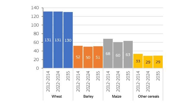 EU cereal production (million t). Source: European Commission.