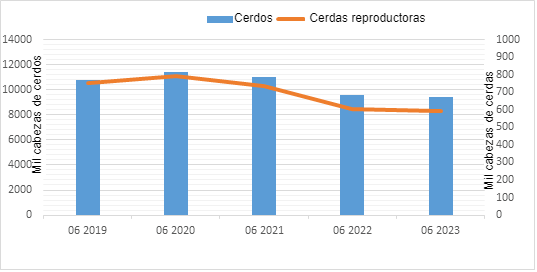 Figura 1. Evolución del censo de cerdos en Polonia. Fuente: Oficina Central de Estadística, Polonia