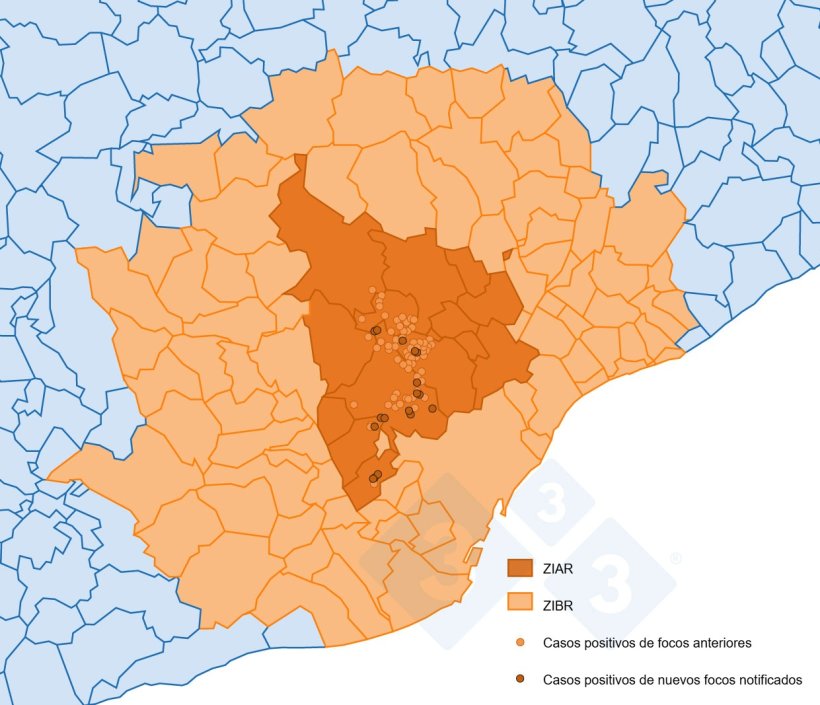 Mapa de nuevos focos de PPA en Espa&ntilde;a