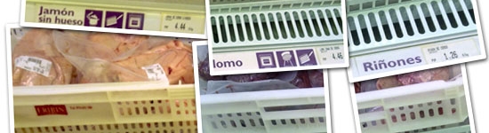 Precios lengua, corazón, hígado, riñones, manos, costilla, lomo, jamón