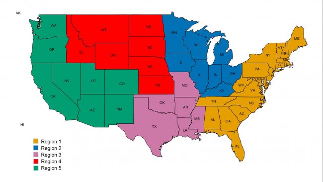 Regiones veterinarias del USDA-APHIS