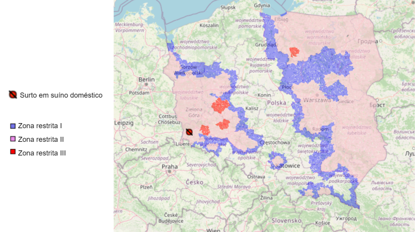 &nbsp;

Surtos de peste su&iacute;na africana na Pol&ocirc;nia em 2023. Fonte: Chief Veterinary Inspectorate.
