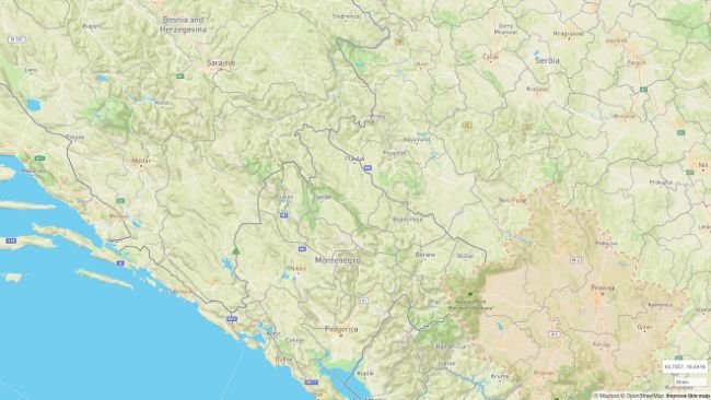 Localização do surto de PSA no Montenegro. Fonte: WOAH.