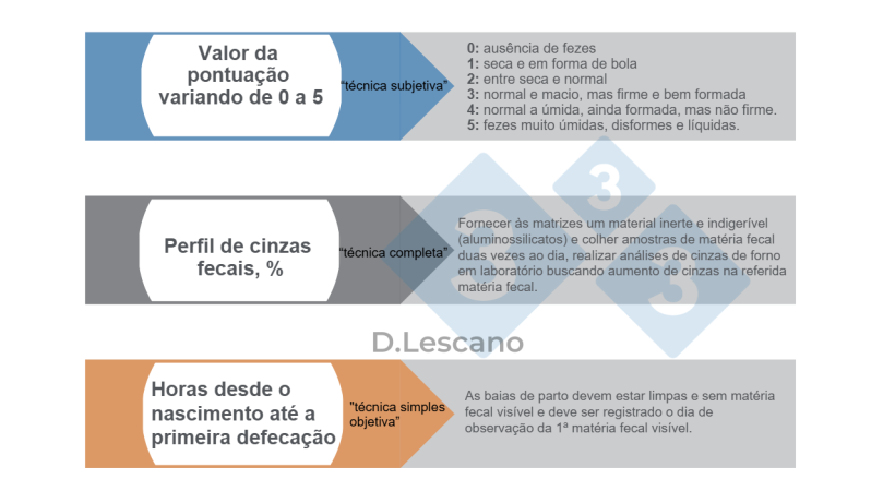 Figura 1. T&eacute;cnicas para medir a incid&ecirc;ncia de constipa&ccedil;&atilde;o em matrizes.
