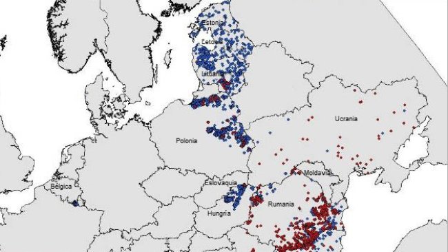 Karte der ASP-Ausbrüche in der EU und der Ukraine im Jahr 2019