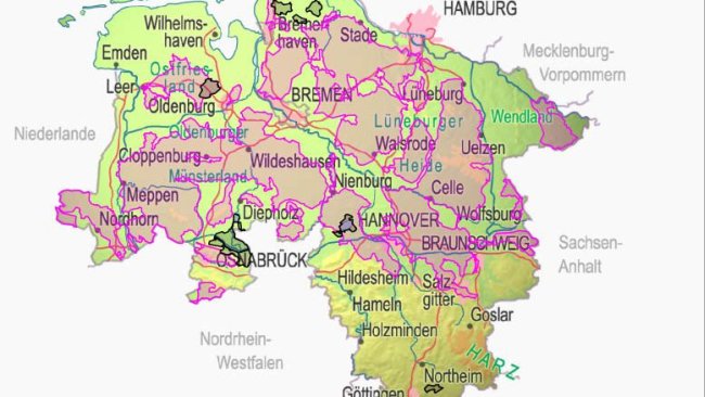 Karte Nitrat- und phosphatsensible Gebiete