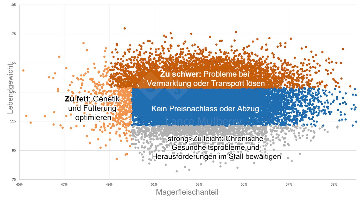 <p><span>Abbildung 1: Die Kombination von Schlachtdaten mit anderen Daten, z. B. zur F&uuml;tterung, zum Gesundheitszustand oder zum Zuchtbetrieb, kann dabei helfen, Ursachen f&uuml;r Schwankungen zu ermitteln und die erforderlichen Ma&szlig;nahmen zu deren Behebung zu ergreifen.</span></p>
