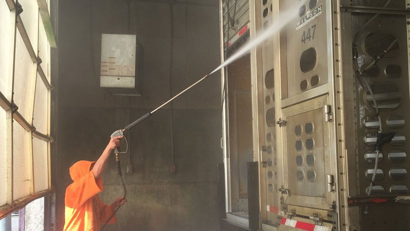 Foto 2. Lavaggio a pressione della carrozzeria di un camion