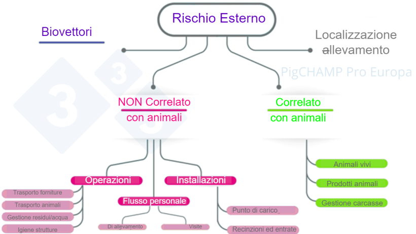 Figura 3. Schema di analisi dei principali fattori di rischio esterni durante la visita in azienda.