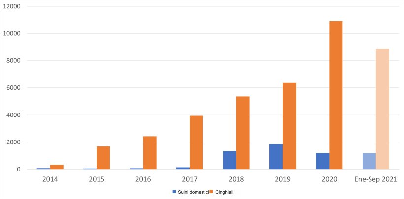 Evoluzione dei focolai di PSA nella UE