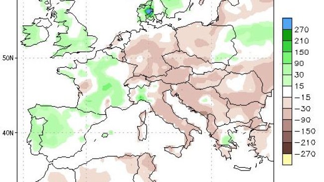 Mappa 1. Anomalie delle precipitazioni, 5 settembre 4 ottobre. Fonte: Centro di previsione del clima - NOOA. CPC Unified (risoluzione basata su gauge e 0,5x0,5 gradi). Analisi delle precipitazioni Climatologia (1991-2020)