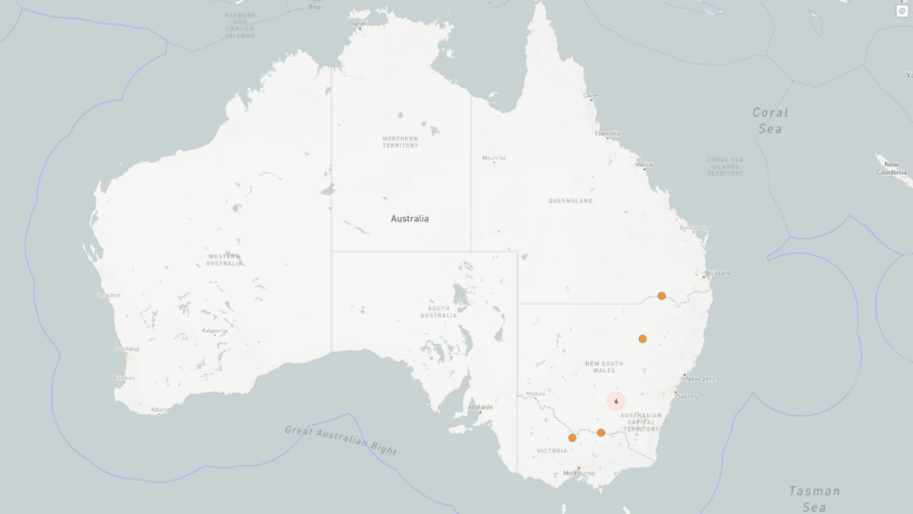 Outbreaks of Japanese encephalitis virus in south eastern Australia. ©OpenStreetMap contributors