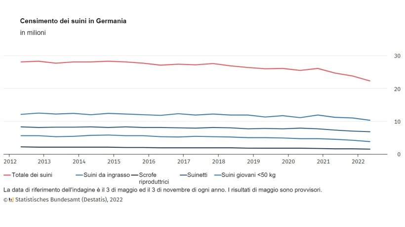 Censimento dei suini in Germania. Fonte: Destatis
