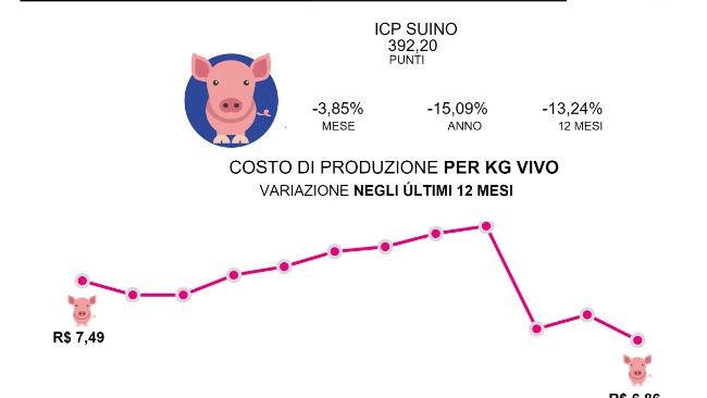 Costo totale di produzione del suino, marzo 2023. Fonte: Embrapa.