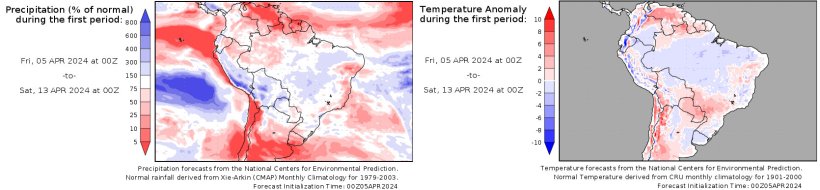 Mappa 2. Previsioni climatiche nell'emisfero sud (fonte: www.wxmaps.org)
