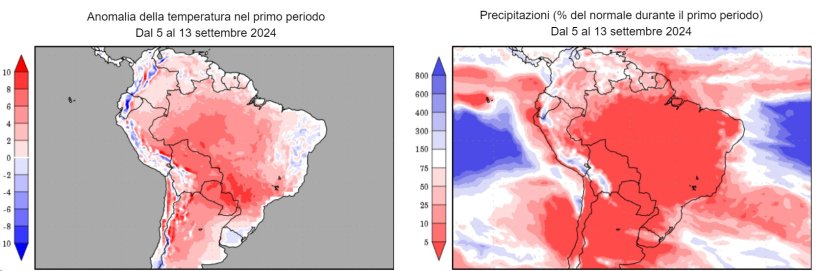 Carta 2. Previsioni climatiche nell'emisfero sud (fonte: Grads/Cola)
