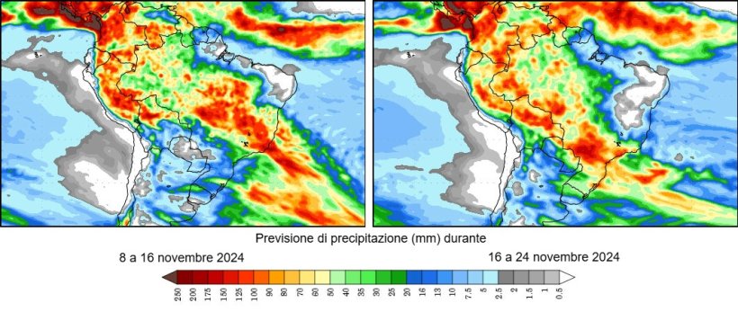 Previsioni climatiche nell'emisfero sud (fonte: Grads/Cola)