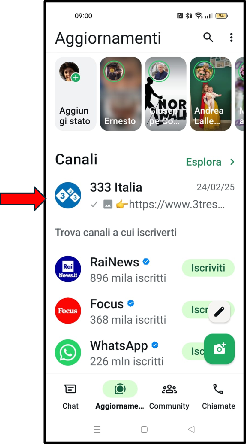 Una volta iscritto al Canale 333 Italia, attraverso l'invito sopra, vedrai i canali di 333 ma anche tanti altri canali a cui potrai interessarti.
