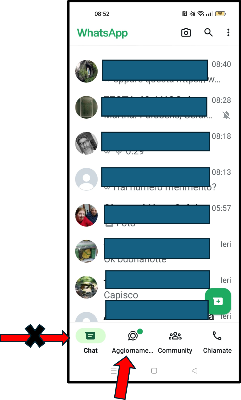 Nel tuo elenco messaggi, normalmente sei sulla pagina dei messaggi, la prima icona a sinistra con la freccia rossa, invece per vedere i canali vai sulla seconda icona partendo dalla sinistra, dove c&egrave; scritto "aggiornamenti"
