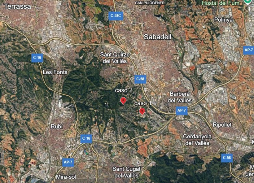 Figura 1. Area prevalentemente urbana con bassa densit&agrave; di allevamenti di suini.
