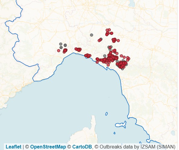 Dati IZSMAN (SIMAN) della positività alla peste suina africana nei cinghiali nel mese di marzo (fino al 25 marzo 2026)